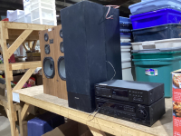 (4) TOWER SPEAKERS, KENWOOD CD PLAYER, KENWOOD STEREO RECEIVER