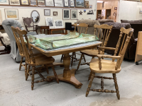 DOUBLE PEDESTAL DINING TABLE & 5 CHAIRS