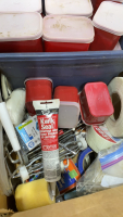 (2) PAIL + BOX OF PAINTING SUPPLY