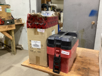 TOOLBOX & BOX OF DOOR STOPS
