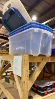 (3) PLASTIC STORAGE TOTES W/ LIDS