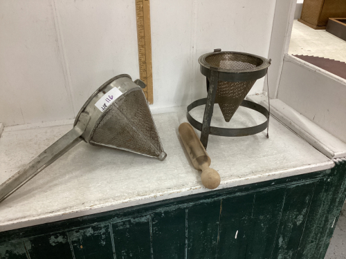 2 ANTIQUE REAMER/JUICERS WITH THE MORTAR