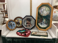 FRAMED COLLECTOR PLATES, AND MISC DECOR ITEMS