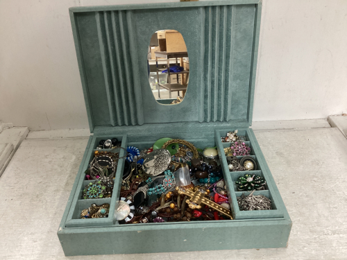 JEWELRY CHEST FULL OF COSTUME JEWELRY