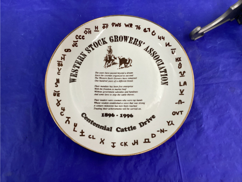 WESTERN STOCK GROWERS ASSOC. CENTENNIAL CATTLE DRIVE PLATE