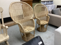 2 WICKER PEACOCK CHAIRS