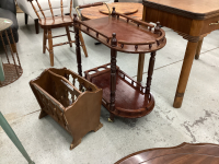 VINTAGE WINE CART + MAGAZINE HOLDER