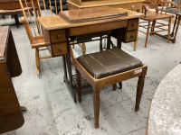 SINGER SEWING IN CABINET WITH STOOL