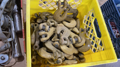 CRATE FULL OF CROSBY HOOKS