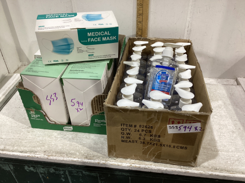 2 BOXES- MASKS AND SANITZER