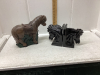 CERAMIC HORSE BOOKENDS AND CERAMIC HORSE