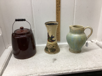 3 POTTERY PIECES - VASE IS MARKED MEDALTA