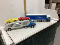 VINTAGE TOYS - TONKA CAR HAULER + SEARS SEMI +TRAILER