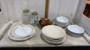 CORELLE BOWLS + PLATES, JARS