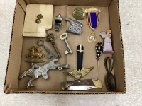 COLLECTION - SKELETON KEYS, POCKET KNIFE,MEDALLION, LEGION PIN, PRINCESS LOUISE LAPEL PIN