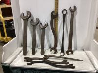 BOX LARGE ANTIQUE WRENCHES