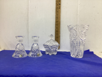 4 PIECES OF CRYSTAL & GLASS