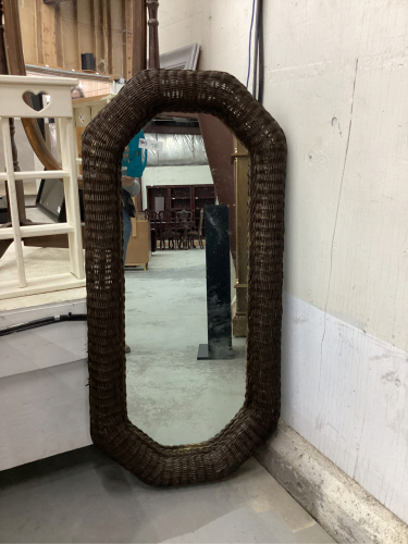 LARGE WICKER FRAME MIRROR