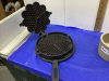 CAST IRON WAFFLE PAN & SMALL CROCK - 2