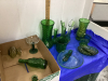 2 BOXES OF GREEN GLASS ASSORTED VASES & DISHES - 3