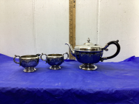 SILVER PLATE TEA SET/CREAM & SUGAR