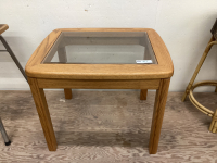 GLASS AND WOOD SIDE TABLE