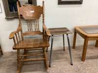 2 PIECES- ROCKING CHAIR + HOME BUILT SIDE TABLE