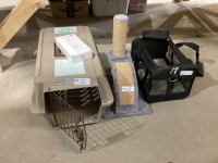 2 PET CARRIERS, CAT SCRATCHING POST AND PET NAIL GRINDER