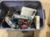 BIG TOTE OF MISC CHARGERS AND OTHER ELECTRONIC ITEMS