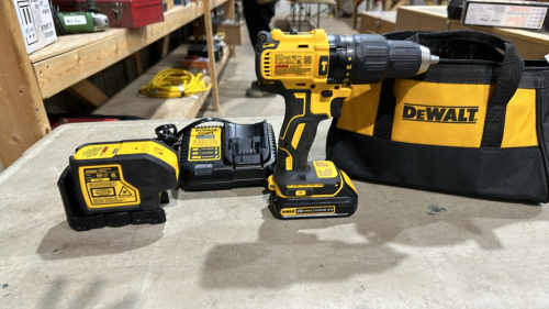 DeWalt cordless drill with battery and charger and lazer level