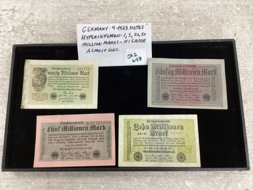 GERMANY: 4 - 1923 NOTES HYPERINFLATION: 1, 5, 20, 50 MILLION MARKS