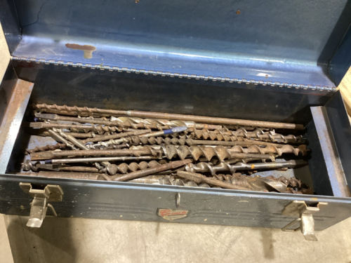 ANTIQUE DRILL BITS IN BEACH TOOL BOX