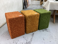 3 CARPET COVERED CUBES