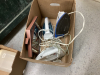 2 BOXES-ELECTIC AIR FILTER, IRONS,KIDS QUILT,POT,FLEECE GLOVES,WINDOW FILM - 4