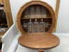 DECANTER SET IN ROUND WOOD CASE - 2