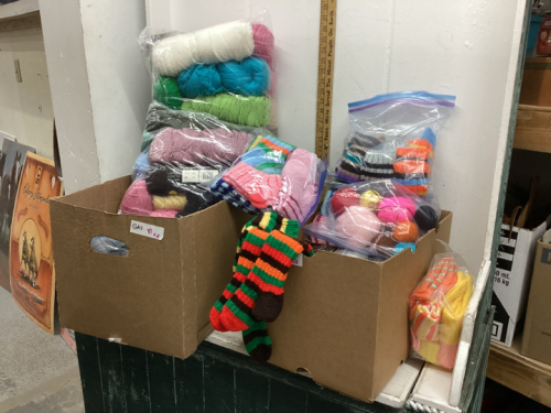 2 BOXES - YARN AND SOCKS