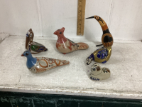 POTTERY AND GLASS BIRDS