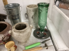 STARFISH, HUMMINGBIRD FEEDER, POTTERY VASES, METAL BUCKET - 3