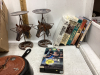 WESTERN ITEMS - HORSE HEAD CANDLE HOLDERS, CLOCK, WESTERN VHS & DVD’S - 2