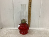 RED ROUNDED BASE OIL LAMP