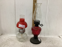 (2) REPLICA OIL LAMPS