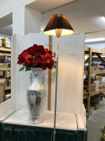 SILVER COLORED VASE & TALL FLOOR LAMP