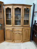 OAK CHINA CABINET - (2-PIECES)