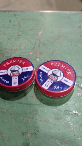 Two cans of premier 177 pellets