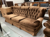 BROWN VELOUR SOFA & CHAIR - 3