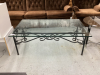 (2) LIVING ROOM PIECES - GLASS TOP TABLES W/ METAL BASES - 2