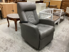 GREY LEATHER ELECTRIC RECLINER - SWIVELS & ROCKS