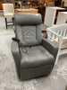 GREY LEATHER ELECTRIC RECLINER - SWIVELS & ROCKS - 2