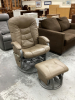 FAUX LEATHER SWIVEL/GLIDER ROCKER W/ OTTOMAN