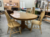 OVAL WOOD SINGLE PEDESTAL TABLE & 4 CHAIRS